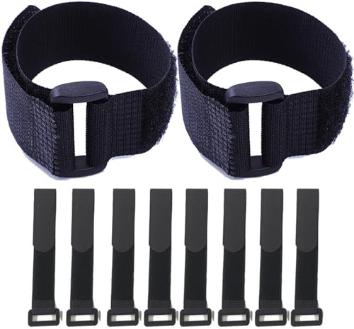 HUAPX Fastening Hook and Loop Cable Straps,10Pack Black Self-Adhesive Cable Ties,Nylon Securing Straps with Buckles,Adjustable and Reusable Cinch Straps for Cords Organized and Tidy(1 x 16)
