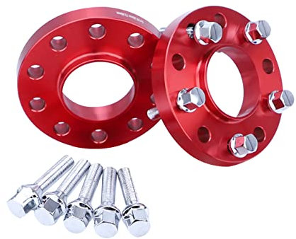 CarBole Élargisseurs de Voie Wheel Spacer Adapters: 5x120 20mm avec Boulon:M12x1.5 | NLB: 72,56 mm,Compatible avec BMW etc.(2 Pièces | Rouge | Nombre de Trous 10)