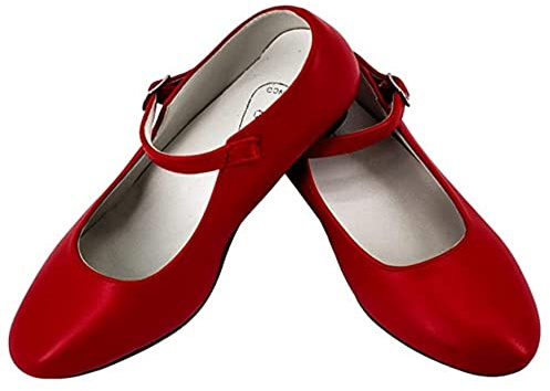 Flamenco Dance Shoes with Different Sizes from Girl to Woman. Beautiful Color, Red, 6 UK