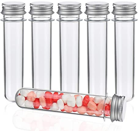 30 Reagenzgläser aus Kunststoff transparent mit Schraubverschluss 45ml Reagenzglas für Blumenvase Perlen Süßigkeiten Glasperlen Labor