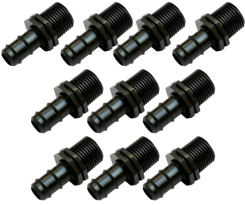 acquaverde Raccordo Portagomma e Filettato Maschio, Connettore Giunto per Tubi Irrigazione - Orto Facile (10, 16 mm x 3/4)