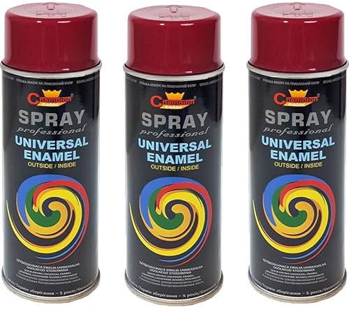 VE-INDUSTRIES Lackspray nach RAL 3er Sparpack Spraydose 400ml Buntlack für Holz, Metall (3005 Weinrot)