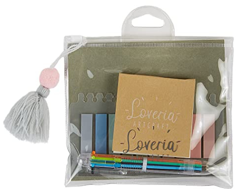 Loveria Transparente Haftnotizen Set | 150x durchsichtige Haftnotizen (7,5cm) + 60x bunte transparente Notizzettel (4cm) + 1x Multicolor Kugelschreiber
