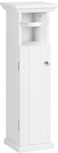kleankin Meuble de Salle de Bain Gain de Place 21,5 x 17,8 x 66,5 cm Blanc | Porte-Papier Toilette, Rangement, en Bois