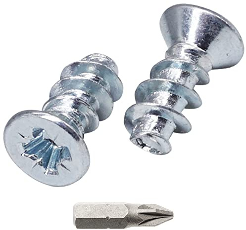 SKIR'CO (100 Stück) Verzinkte Euroschrauben 5,0 x 11 mm, Schrauben für Schubladenführungen, flacher Senkkopf, Scharnierschrauben