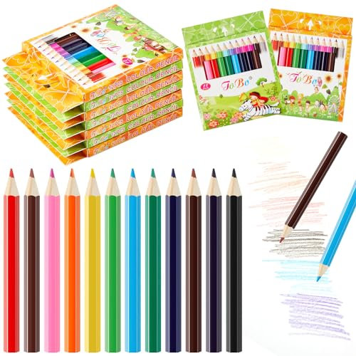 Tenare 216 Stück Mini Buntstifte Set in 12 Unterschiedlichen Farben Holz Buntstifte Partytüten Füller Gastgeschenke Malstifte Weihnachten Strumpffüller Geburtstag Geschenk Klasse Belohnungen