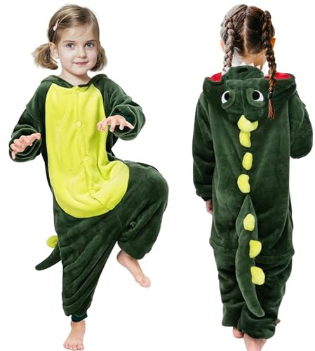 Dinosauriedräkt för barn: Animal Costume Jumpsuit för pojkar och flickor - Dräkt dinosaurier, karneval, halloween, barn (100(2–3 år), Dino)