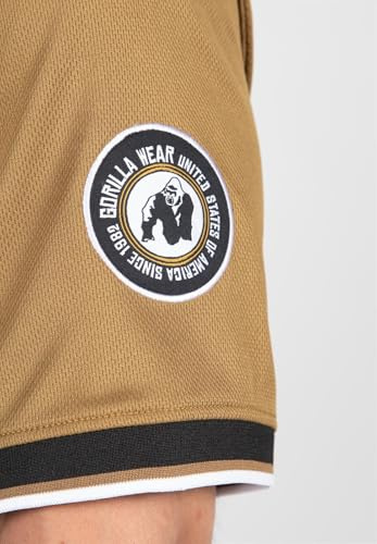 Gorilla Wear Trenton Football Jersey – V-Ausschnitt Football Bodybuilding Jersey Polyester (DE/NL/SE/PL, Alphanumerisch, S, Regular, Regular, Schwarz/Gold)