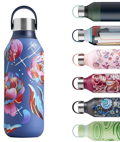 Chilly's Series 2 Trinkflasche - Isolierflasche aus Edelstahl mit Soft-Touch-Kragen & Trageschlaufe - Thermoflasche für heiße & kalte Getränke - Auslaufsicher, kein Schwitzen - Galaxy Bloom, 500ml