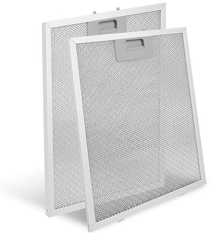 ZaKaBox 2 Pack Universal Cooker Hood Filters – 5-Layer Metal Grease Extractor Fan Filter, Washable Aluminium Range Hood Filters, 320 x 260mm, Silver