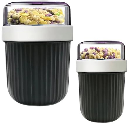 XIAOMIANYANG Müslibecher to Go Joghurtbecher mit Deckel & Löffel Übernachtung für Joghurt & Müsli 2er Set Joghurtbecher (650+200ml, 260+80ml) Geeignet für Gefrierschrank, Mikrowelle & Spülmaschine