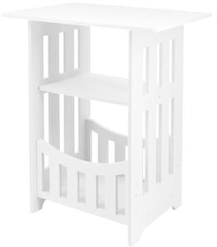 Mesita de noche blanca, mesa auxiliar de 2 niveles, mesa auxiliar para sofá de salón, mesa auxiliar, estilo nórdico, mesa de armario de dormitorio, mesa cuadrada, adecuada para dormitorio, baño y