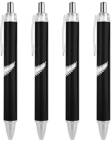 fifbird New Zealand Maori Fern Blue Ballpoint Pens Fine Point Retractable Ballpoint Pen Flexible Round Barrel Work Pen 0.55mm Black Ink 4PCS