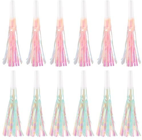 Trombette Festa Compleanno, 12 Pezzi Fischietti per Feste per Bambini, Creatori di Suoni Colorati, Trombette Colorate Party Blowers, Fischietti Colorati per Feste, per Bambini, Natale, Feste