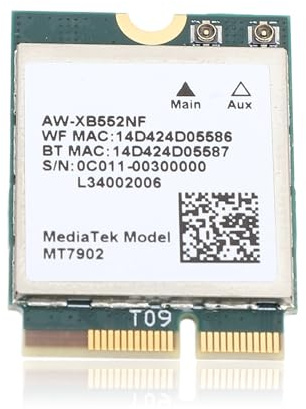 Plyisty Tarjeta de Red Inalámbrica MT7902 WiFi 6E, M.2 2400Mbps 2,4GHz 5GHz 6GHz Tarjeta de Red WiFi de Triple Banda con Adaptador de Red Bluetooth 5.2 para 10 11 para Linux