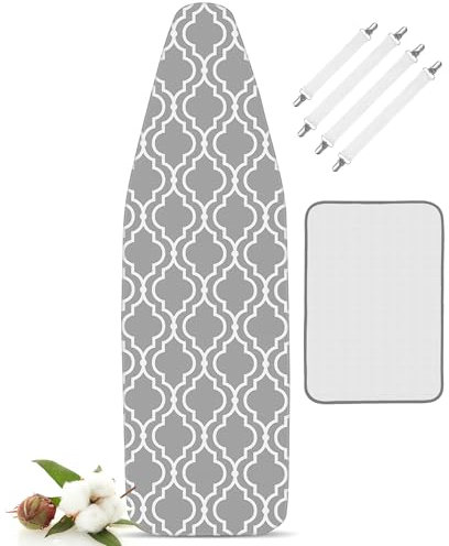 LaFleurs® Bügelbrettbezug 150x50 (Größe XXL) – Baumwolle mit Komfortpolsterung – mit Spanner für festen Halt – für Dampfbügelstation & schnelles Bügeln – passend für 145–150 x 45–50 cm Bügeltisch