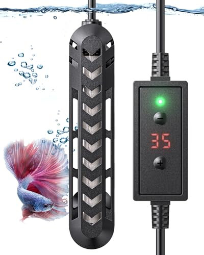 Pawfly Unterwasser-Aquarienheizung 25 W Betta-Fischbecken-Heizung Einstellbarer elektronischer Heizstab mit Thermostat Überhitzungsschutz und Schutzhülle für Aquarien bis 40 L