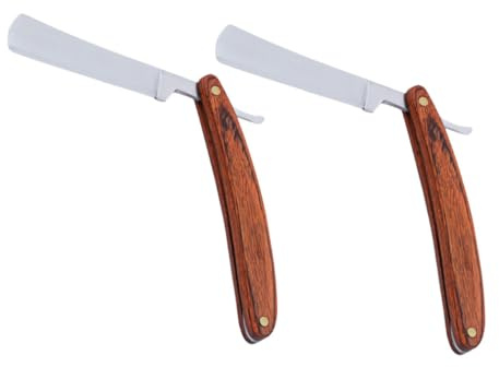 MOTHNUR 2stücke Vintage Rasiermesser Mit Holzgriff Für Männer Edelstahlrasierer Professionelles Bartrasiermesser Sicher Und Langlebig Für Haushaltsgebrauch
