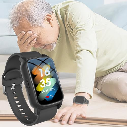 Fall Alert Devices for Elderly, Personal Alarms for Elderly, Smart Watch for Seniors with HD Video Call, Fall Detection, GPS ＆ IP67 Waterproof, Elderly Alarm Call Button,Black