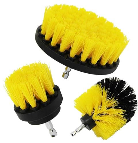 Kit Brosse Perceuse Électrique 3 Pièces Brosse de Nettoyage pour Jantes, Carrelage, Tapis, Baignoire, Cuisine, Toilettes et Sol