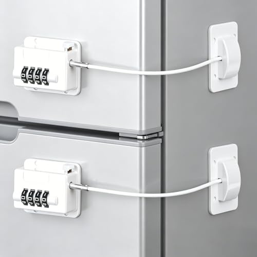 AYESY Refrigerator Locks with Password, 2 Pack Fridge Door Locks for Kids Baby Safety, No Drilling Child Cupboard Lock for Kitchen Refrigerator, Cabinets, Drawers, Windows, Easy to Install