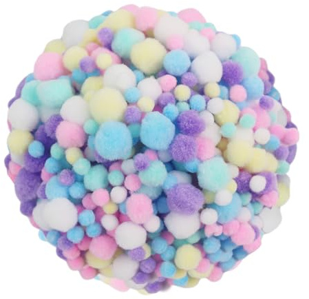 450 Stücke 1cm,1.5cm,2cm Makronen-Pompons,9 Farben Bunte Flauschige Bastelbälle, Bunte Pom pom zum bastelnPompons zum Basteln für DIY-Projekte, Partydekoration, Haarschmuck und Kleidung