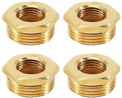 Messing Reduzierstück 1 auf 1/2 Zoll (AG Ø 25mm x IG Ø 20mm), 4 Stück Messing Reduzierstück Gewindefitting 1 Zoll Aussengewinde × 1/2 Zoll Innengewinde, Gewindefitting für Rohrverbindungen