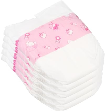 ERINGOGO Pañales para Muñecas de Papel 5 Piezas Accesorios Reutilizables Diseño Miniatura para Juego de Simulación y Disfraces de Muñecas