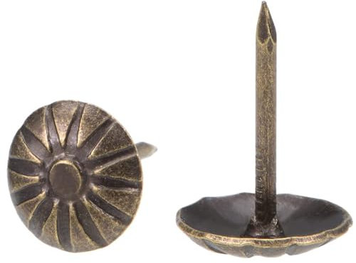 TA-VIGOR 100 Pcs Upholstery Tacks Pins, Upholstery Nails, Decorative Furniture Nails & Thumb Tacks for Sofa Chair Bed Antique Upholstery Studs - 11x16mm (Bronze)