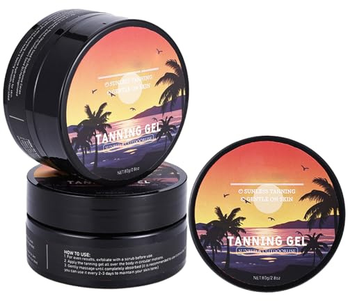 Intense Tanning Gel for Outdoor Sun & Sunbeds | Fast-Acting Tan Accelerator with Olive Oil & Coconut Oil | Water-Resistant Bronzing Gel Enriched with Vitamin A + E for Hydrated Skin (3pc)
