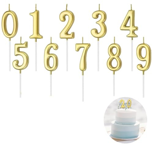 ZHAOYCSH 10PCS Gold Number Candles (0-9) for Birthday Cake Topper – Elegant Gold Numeric Candles for Kids & Adults, for Birthday, Wedding, Anniversary, Graduation Party Decorations