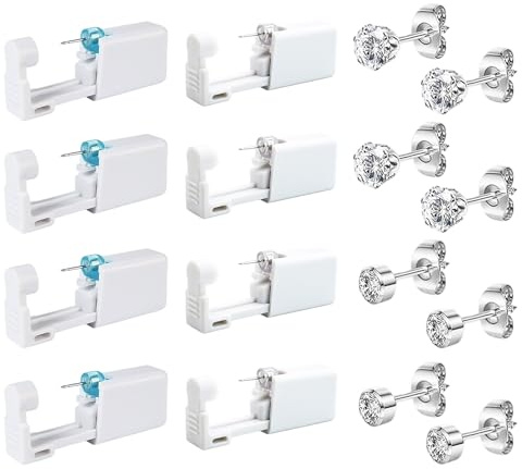 Makoto Nobu 8 Pezzi Pistola Orecchini, Getta di Sicurezza piercing strumenti di perforazione dell'orecchio, piercing all'orecchio pistola kit per Ragazze, Donne e Uomini