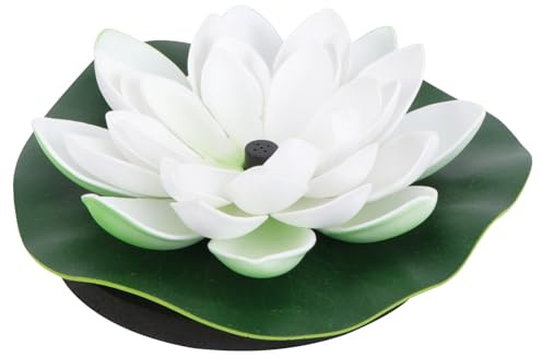 Outanaya Fuente Flotante Solar Para Jardín y Estanque, Diseño Flor De Loto Blanca, Bomba 4 Boquillas Intercambiables, Circulación De Agua Para Oxígeno, Decoración Exterior Ambiental