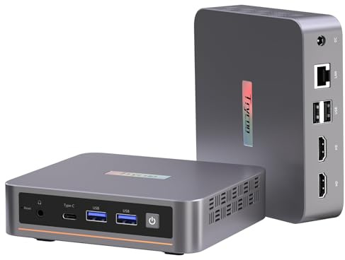Trycoo Mini PC-datorer 13:e Twin Lake N150 (Beat N97), 16 GB DDR4 512 GB SSD, WI6 stationär minidator med typ-C, dubbel HDMI, RJ45 LAN Ethernet, 4K trippelskärm, WiFi5, BT4.2