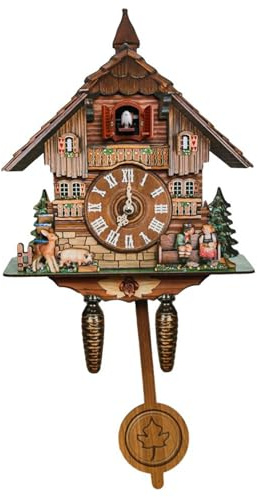 NASSMOSSE Orologio a cucù, affascinanti orologi a cucù da parete con pendolo, orologio da parete antico forma di casetta per uccelli, per soggiorno, studio e cameretta