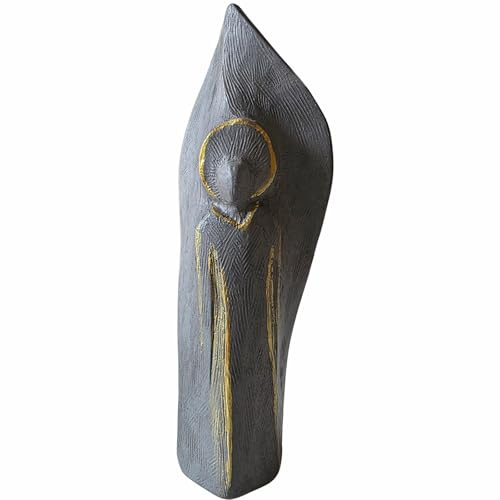 Herzmensch Grabengel wetterfeste Engel Figur für draußen 24 cm aus Beton – edel am Grab, Friedhof oder als Geschenk Deko zuhause