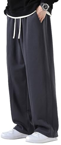 SHAGGA Men’s Straight Leg Uncuffed Sweatpants Loose Fit Casual Tracksuit Bottoms with Pockets for Running Workout Lounge