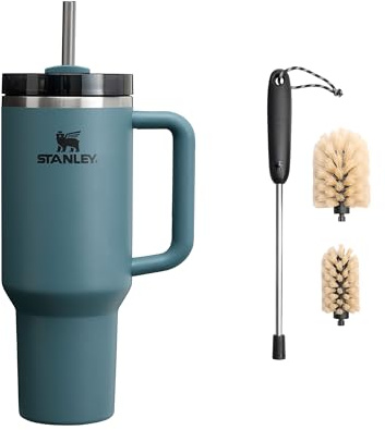 Stanley 1913 Quencher H2.0 Borraccia con Cannuccia 1.2L - Blue Spruce | FlowState - Freddo per 11 Ore - Bevanda Ghiacciata fino a 48 Ore - Include Spazzola per la Pulizia