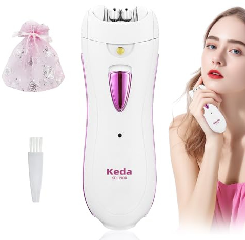Epilator for Women Face, Electric Facial Epilator & Body Hair Removal Trimmer with LED Light Painless Lady Shavers for Bikini Area, Legs & Arms