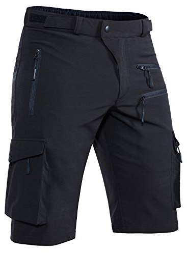 Hiauspor Shorts Herren, Sommer Leichte Schnelltrocknend mit 5 Taschen Cargo Bermuda Wanderhose Sport Chino Trekking Outdoor MTB Hose Männer Kurz Atmungsaktiv Stretch (Schwarz, 2XL)