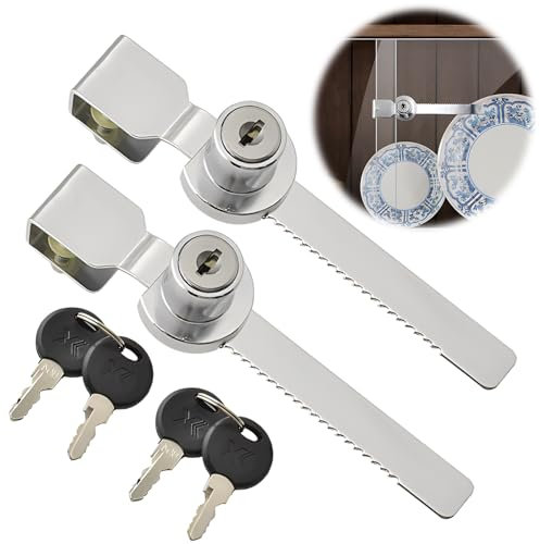 2 Pezzi Serratura scorrevole lama con chiavi tono argento ufficio Vetrina di vetro Gabinetto Bancone,Rettili terrario Vetrina Vetrina Scorrevole in Vetro Serratura,Sicurezza e Protezione