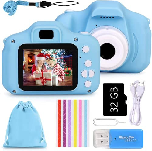 Kids Camera Appareil Photo Numérique Enfant Mini Numérique Caméra pour Enfant Mini Toy Camera avec écran 1080P et Carte SD de 32 Go Cadeaux créatifs