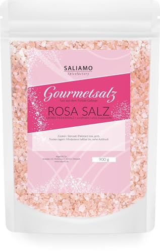 Saliamo | Himalaya Salz, rosa Kristallsalz - 900g - Steinsalz grob - auch als rosa Himalaya Salz bekannt - aus Salt Range Pakistan - grobe Körnung für die Salzmühle geeignet