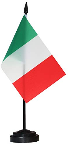 ANLEY Italy Deluxe skrivbordsflaggsats - 6 x 4 tums italiensk miniatyrskrivbordsflagga med 12 fast pol - Levande färg och blekbeständig - Svart bas och spjutstopp