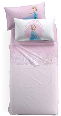 Caleffi 1002354 Disney Frozen Natura Bettwäsche für Einzelbett, Mehrfarbig
