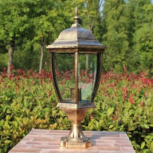 XMFXIAO European Victoria Outdoor Waterproof Column Lamp Lantern Tradition Antique Antirust Crown Aluminum Table Lamp Street Post Light E27 Decoration Illumination Light Fixture Bollard Lamp