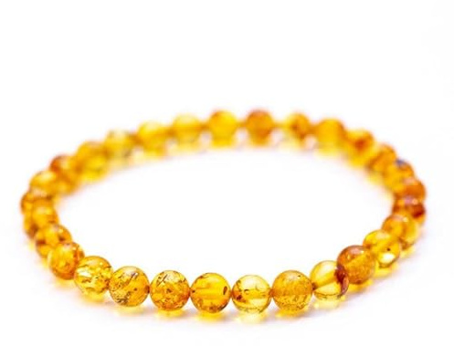 Amber Seven Baltischer Bernstein Armbänder | 14 Farben | 19 cm Größe dehnbar Unisex Armbänder | Rohbernstein-Armbänder | Perlen-Bernstein-Armband für Damen & Herren | handgefertigt (Honey)