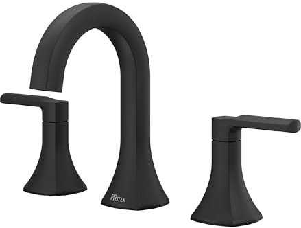 Pfister Vaneri Bathroom Sink Faucet, 8-Inch Widespread, 2-Handle, 3-Hole, NSF Certified, Matte Black Finish, LF049VRIBB