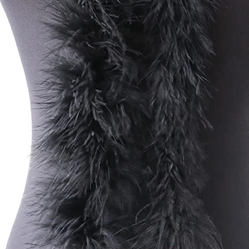 ORGEFY Mehrfarbige Federboa-Besätze, 13 g, natürlicher Truthahnfeder-Schal für Damenkleider, Nähen, Dekoration, Boas, 2 Meter, Schwarz, 13 Gramm