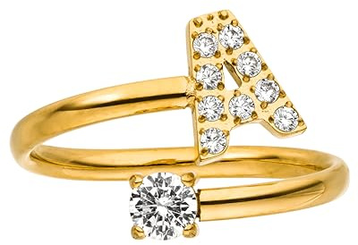 Purelei Buchstaben Ring – Damenring aus langlebigem Edelstahl – Wasserfeste Ringe – Verstellbare Ringe von Größe 50 bis 60 – Modeschmuck für deinen individuellen Look